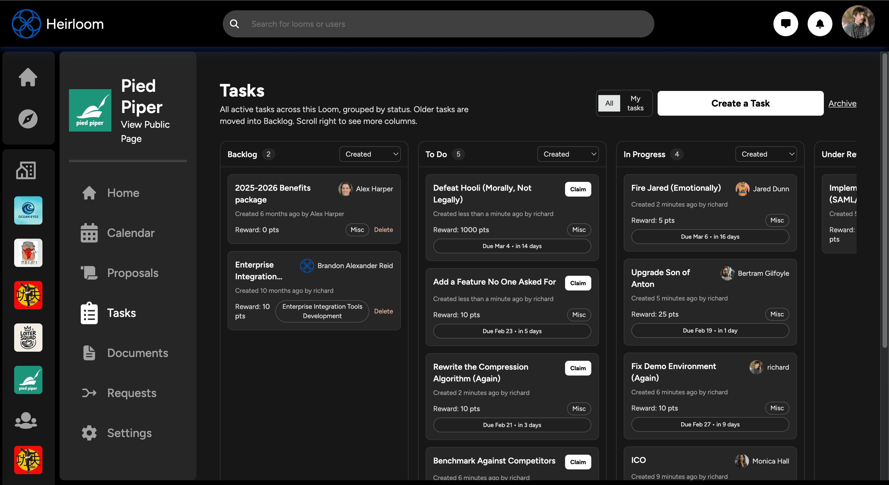 Task ownership + contribution log